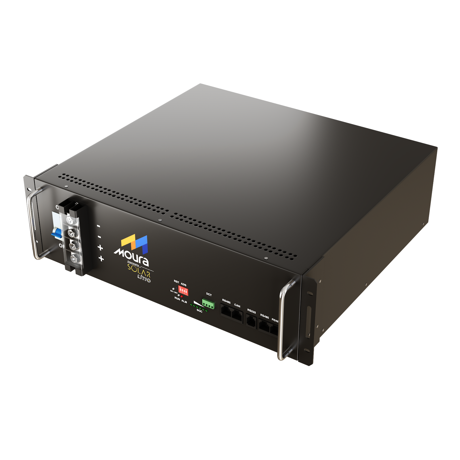 Imagem de uma bateria solar Moura MSL.