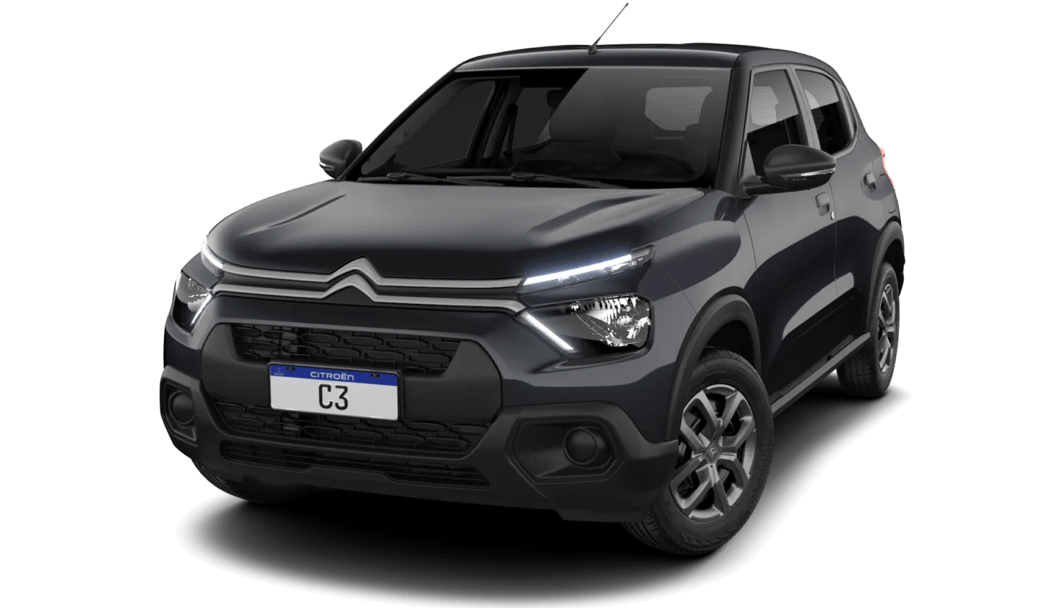 Citroën C3 Live Pack 1.6 Automático preto de frente, levemente na diagonal