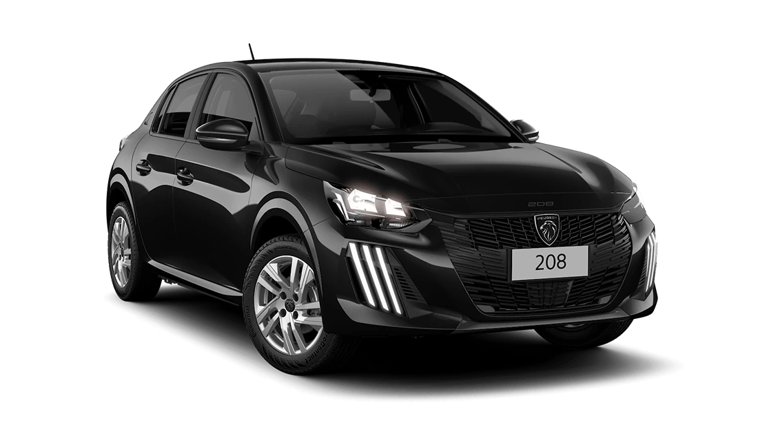 Peugeot 208 Active 1.6 AT preto de frente, levemente na diagonal