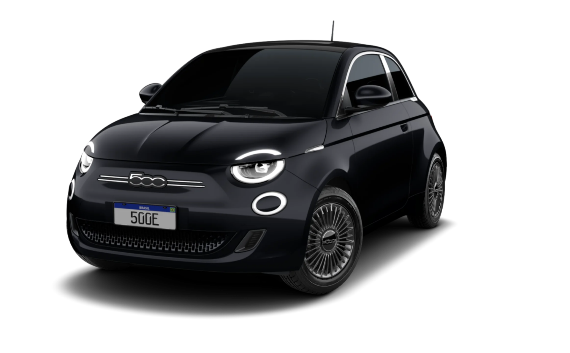 Carro Fiat 500e preto.
