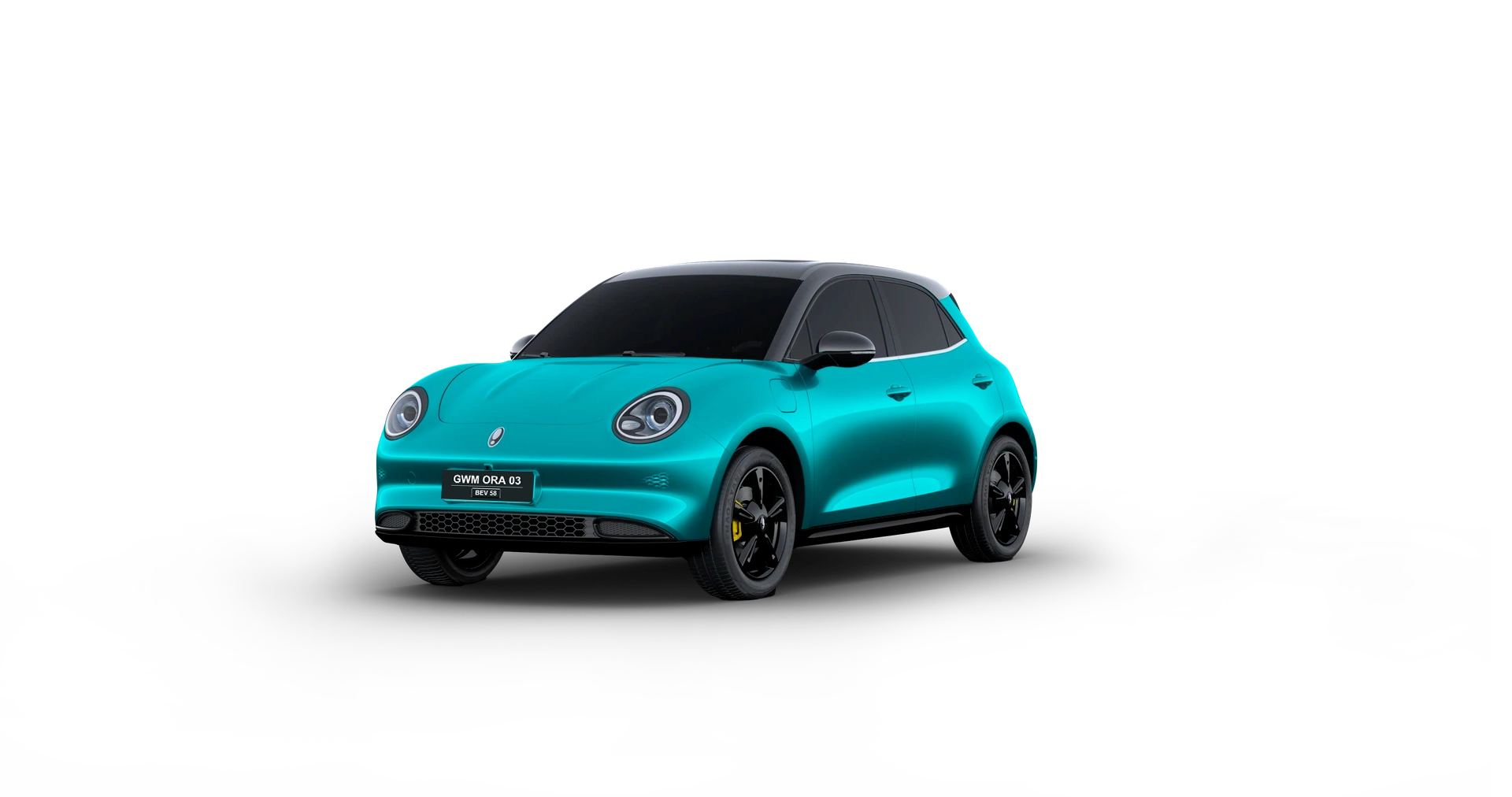 Carro GWM Ora 03 azul esverdeado.