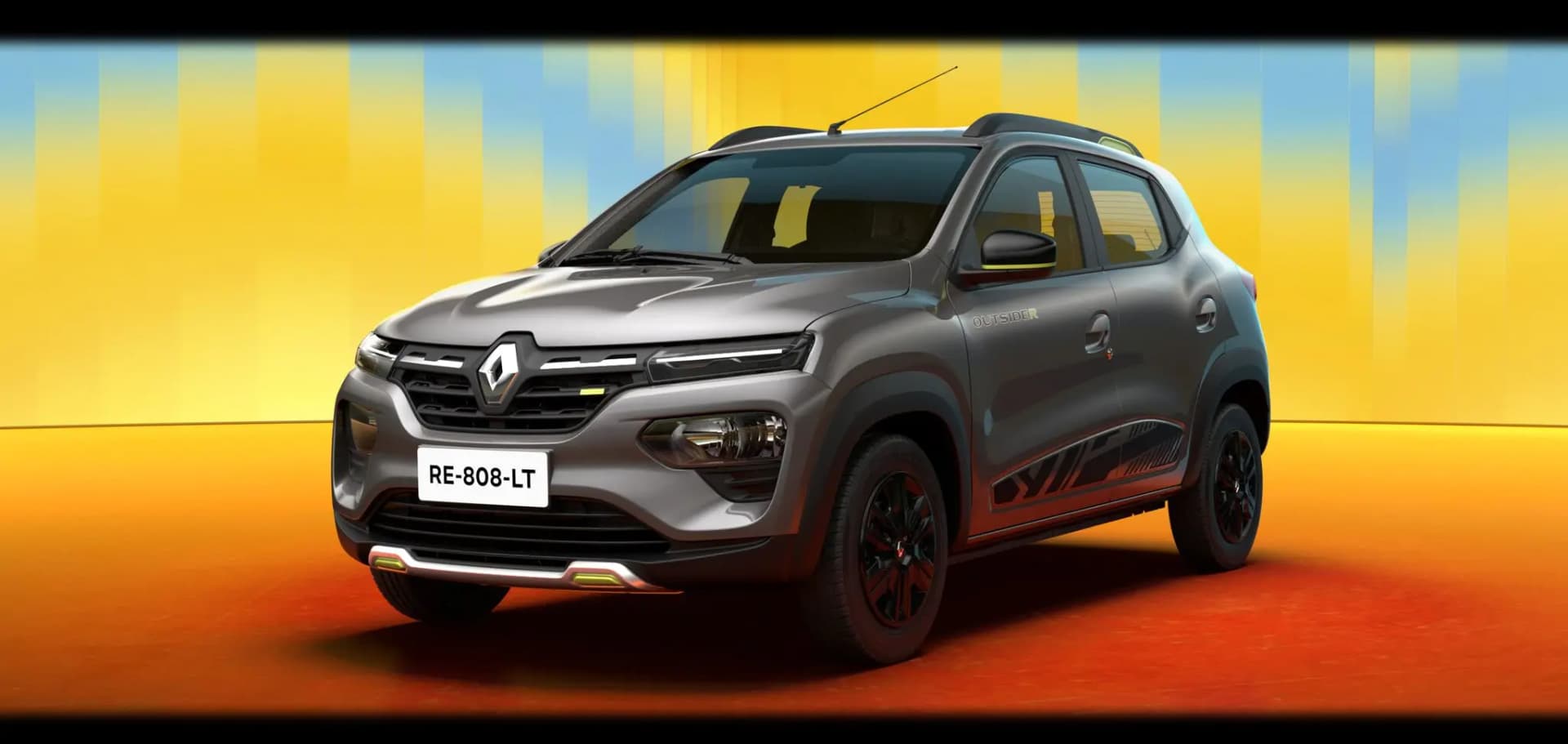Carro Renault Kwid E-Tech prata.